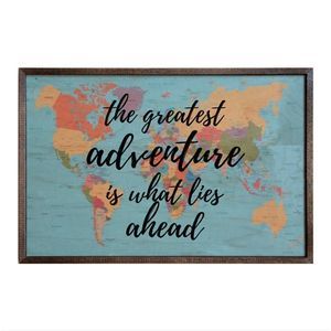 Distressed Wooden Frame Wall Art Sign The Greatest Adventure is What Lies Ahead
